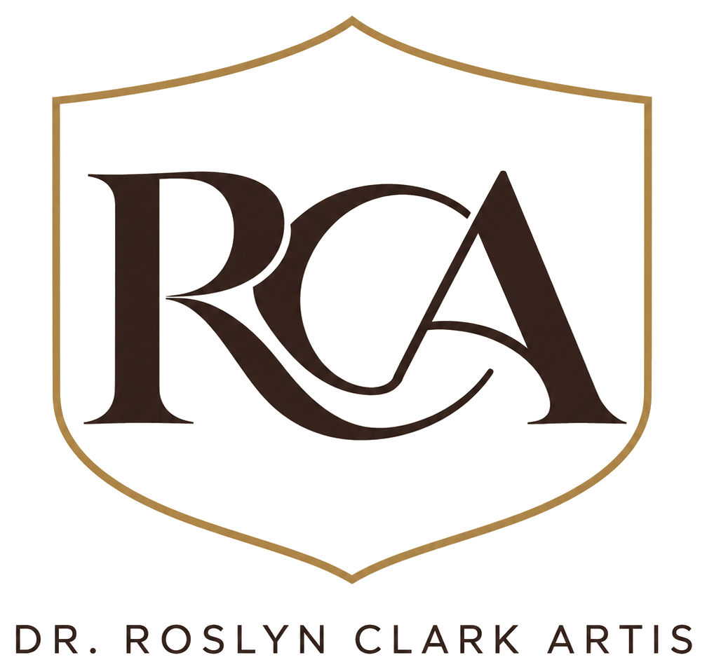 Roslyn Clark Artis logo: the letters RCA inside a shield, above the name Dr. Roslyn Clark Artis.